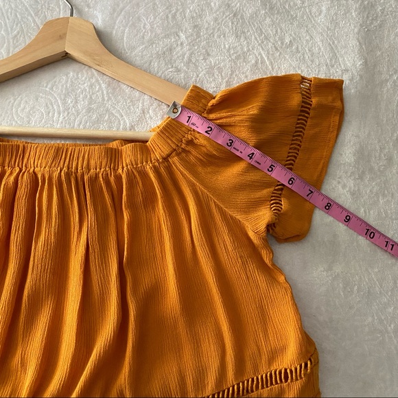Orange Gold Off Shoulder Crop Top - Picture 6 of 7